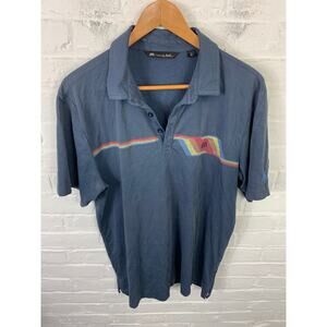 Travis Mathew Men's Rainbow Stripe Golf Sport Casual Polo Shirt Blue Size Large